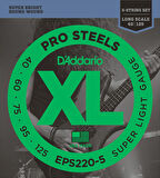 D'Addario EPS220-5 ProSteels 5-String Bass, Super Light, 40-125, Long Scale Takım Tel 5 Telli Bas Gitar Teli 040-125