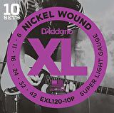 D'Addario EXL120-10P Takım Tel Elektro Gitar Teli 009-42 (10 Set)
