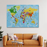 Harita Sepeti Türkçe Dünya Haritası Kanvas Tablo Son Derece Detaylı ve Dekoratif-1995