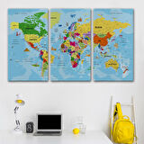 Harita Sepeti Türkçe Dünya Haritası Kanvas Tablo Son Derece Detaylı ve Dekoratif-1995