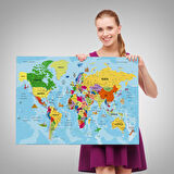 Harita Sepeti Türkçe Dünya Haritası Kanvas Tablo Son Derece Detaylı ve Dekoratif-1995