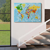 Harita Sepeti Türkçe Dünya Haritası Kanvas Tablo Son Derece Detaylı ve Dekoratif-1995