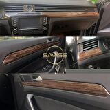 Passat B8 Parlak Siyah Konsol & Koyu Meşe Trim Maun Kaplama Full Set (Dark Oak)