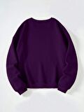Kadın Oversize Bisiklet Yaka Basic Düz Sweatshirt
