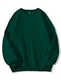 Kadın Oversize Bisiklet Yaka Basic Düz Sweatshirt