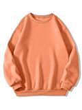 Kadın Oversize Bisiklet Yaka Basic Düz Sweatshirt