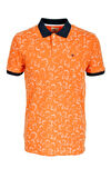 Erkek Polo Yaka Tişört Desenli Turuncu %100 Pamuk Slim Fit T-shirt NCS JEANS 1997