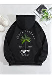 Santa Barbara Baskılı Kapüşonlu Cepli Sweatshirt