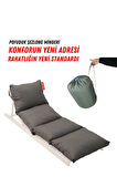 XPERMATE Pofuduk Şezlong Minderi 60x180x12Cm Su İtici,Katlanır,UV Güneş Dayanımı, Fermuar, Antrasit
