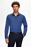 Slim Fit Lacivert Italyan Yaka Dar Kesim Klasik Kravatlık Uzun Kollu Kolay Ütülenebilir Ne 2HF02ORT5185