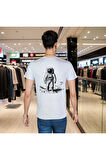 Astronaut T-shirt %100 Pamuklu Beyaz Penye Basic Erkek Tişört