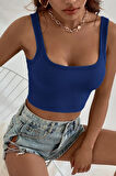 Dodes Kadın Lacivert Kalın Askılı Crop Top Büstiyer