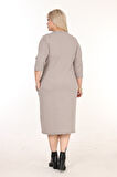 Çift Cepli Kışlık Büyük Beden Elbise 1E-2601