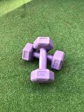 Leyayon 1 Kg X 2 Adet Dambıl Vinyl Kaplı Dumbell Ağırlık - Mor Renk