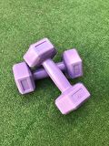 Leyayon 1 Kg X 2 Adet Dambıl Vinyl Kaplı Dumbell Ağırlık - Mor Renk