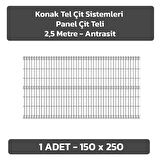 KONAK TEL ÇİT SİSTEMLERİ 1 ADET PANEL ÇİT TELİ 150X250 CM ANTRASİT
