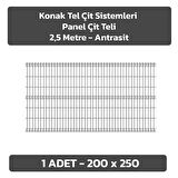 KONAK TEL ÇİT SİSTEMLERİ 1 ADET PANEL ÇİT TELİ 200X250 CM ANTRASİT