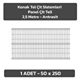 KONAK TEL ÇİT SİSTEMLERİ 1 ADET PANEL ÇİT TELİ 50X250 CM ANTRASİT