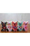 Ahşap Çiçekli Dekorlu Baykuş  Bibloları 5'li (10 cm)
