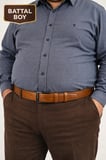 Parscraft Battal Boy / Büyük Beden / Uzun Boy XXL 3,5 cm Taba Klasik Erkek Hakiki Deri Kemer