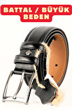 Battal Boy / Büyük Beden 3,5 cm Klasik Erkek Hakiki Deri Kemer