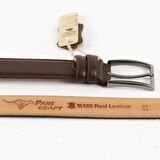 Hakiki Deri Erkek Kemer 3,5 cm Dikişli Kahverengi Klasik Kumaş Pantolon Kemeri