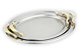 Schafer Ela 2 li Oval Çay Tepsisi-Platin01 1S1625-30050-PLT01