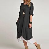 Toridas Yazlık Günlük Tasarım Kadın Elbise trbt263siyah