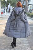 Toridas Günlük Kışlık Tam Boy Şişme Kadın Mont bt180gri2
