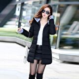 Toridas Kışlık Kapüşonlu Uzun Kadın Şişme Mont 805siyah8