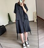 Toridas Günlük Cep Detaylı Salaş Kadın Elbise bt260siyah