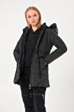 Toridas Kışlık Yaka Kürklü Uzun Kadın Şişme Mont bttr122