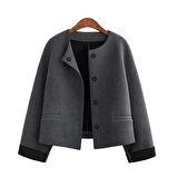 Toridas Rahat Düğmeli Şık Kadın Ceket 2303füme