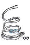 Kopmaz Patlamaz Gri Pvc 150 Cm Duş Banyo Başlığı Seti Hortumu Duşluk Spiral Hortum