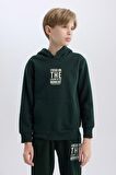 DeFacto Erkek Çocuk Cepli Yazı Baskılı Kapüşonlu Kalın Okul Sweatshirt C7567A824WNGN1214