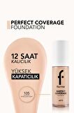 Flormar Perfect Coverage Yoğun Kapatıcı Su Bazlı Fondöten(PEMBE ALT TON) -105 Porcelain Ivory -8682536058223