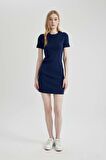 DeFacto Bodycon Fitilli Kaşkorse Kısa Kollu Mini Elbise C1503AX24SPNV241