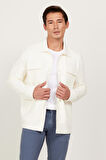 Oversize Fit Bol Kesim Klasik Yaka Pamuklu Desenli Gömlek Ceket