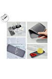 Siyah Silikon Yağdanlık Yağlık Standı Altlık Çok Amaçlı Organizer Sabunluk Altlığı 23x10 Cm