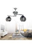 Fuji Krom 2'li Füme Camlı Avize | Kaliteli Modern Metal Avize