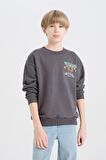 DeFacto Erkek Çocuk Oversize Geniş Kalıp Bisiklet Yaka Sırt Baskılı Sweatshirt D8497A825SPAR15