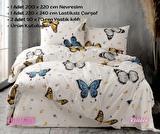 Ranforce Light Kelebek Çift Kişilik Pamuklu Nevresim Takımı