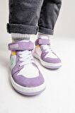 mnpc Unisex Çocuk Lila-Pembe Hakiki Deri Anatomik Sneakers Bot
