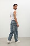 Erkek Skater Fit Jean Pantolon Buz Mavisi