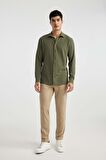 DeFacto Modern Fit Polo Yaka Basic Düz Krinkıl Uzun Kollu Gömlek B7384AX24SPKH21
