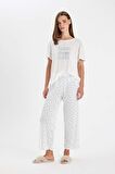 DeFacto Pijama Takımı Regular Fit Baskılı Kısa Kollu Üst Uzun Altı-Fall in Love C4992AX24HSER98