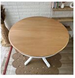 Reyo 100cm Açılır Yuvarlak Baba Ayaklı Masa Beyaz-Naturel