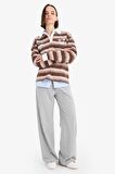 Coool Loose Fit Polo Yaka Çizgili Sweatshirt