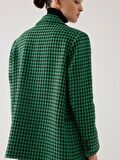 Kazayağı Desen Kruvaze Yeşil Oversize Blazer Ceket