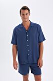 DeFacto Relax Fit Yazlık Polo Yaka Basic Düz Kısa Kollu Gömlek C8157AX24SMNV135